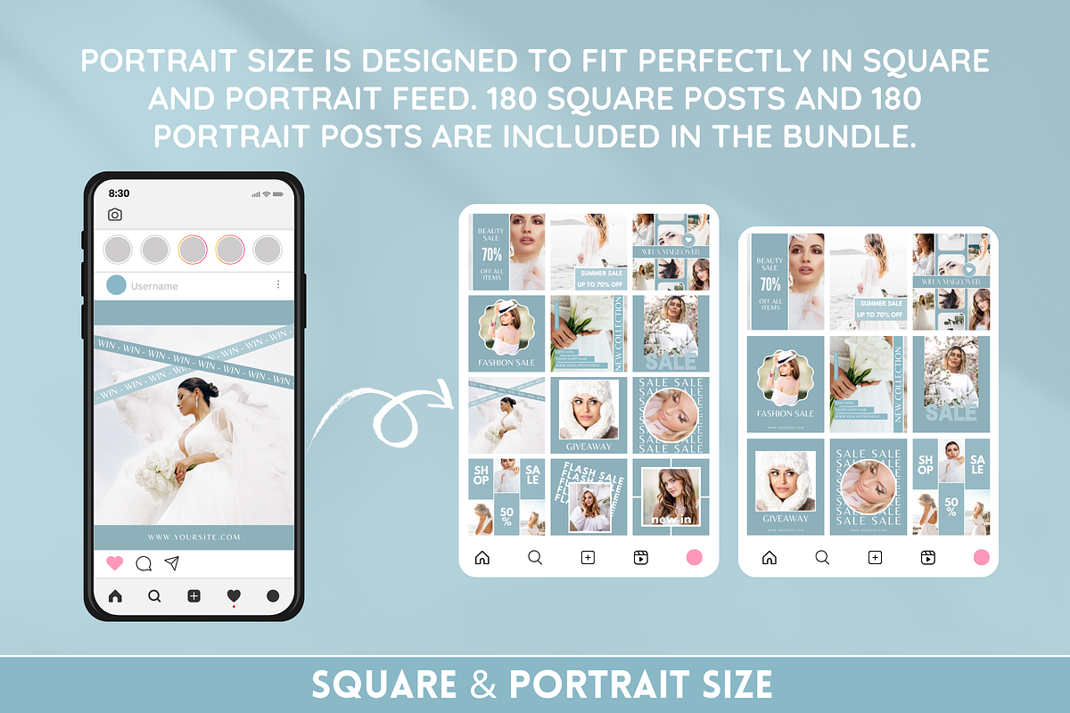 Blue Instagram Templates Bundle, a Social Media Template by SunshineStudioBoutique (Photo 3 of 10)