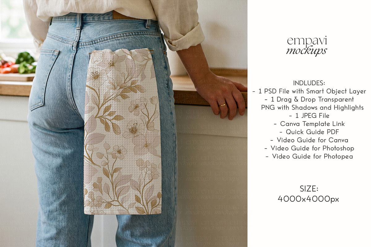 Waffle Tea Towel Mockup, a Household Mockup by EmpaviMockups (Photo 5 of 6)