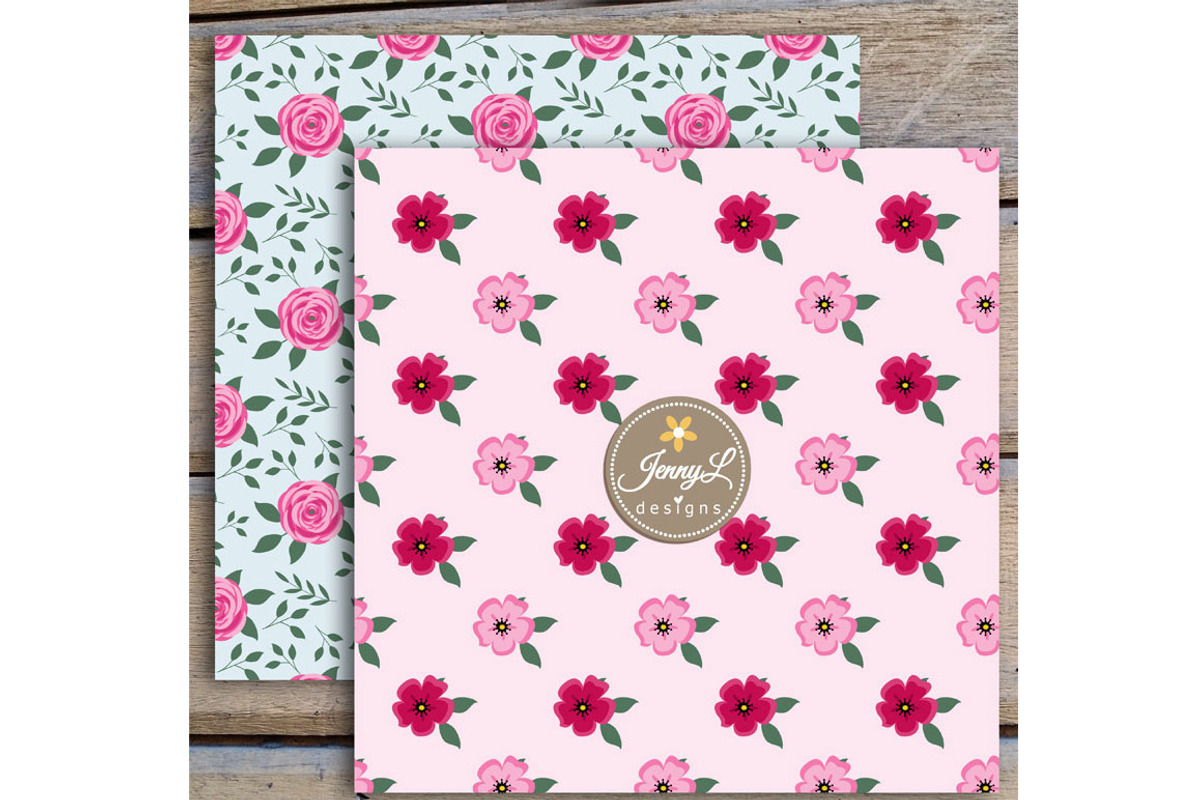 Floral Summer Pink Digital Paper, a Pattern Graphic by JennyL Designs (Photo 2 of 5)