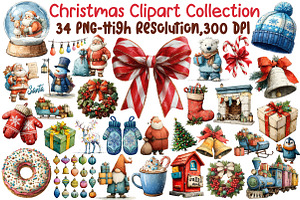 Watercolor Christmas Clipart Collect, an Illustration by Sublimation Artist