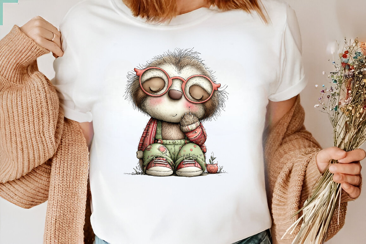 Whimsical Summer Lazy Sloth Clipart, an Illustration by CreationArt (Photo 4 of 7)