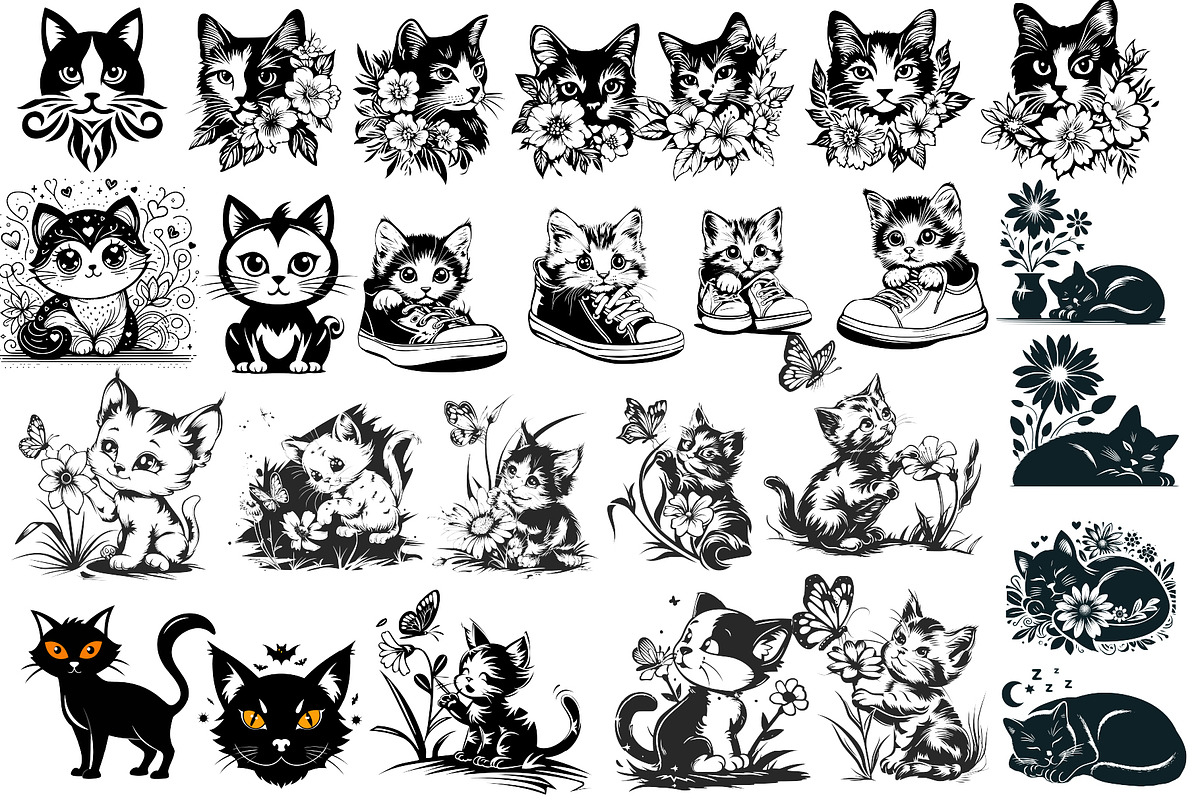 Cat Silhouette | Cat Head & Face SVG, an Animal Illustration by Chipshpow Graphics (Photo 9 of 10)