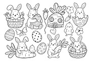 Easter Bunny Clipart Set PNG SVG, a Seasonal Illustration by ArtGiftsStudio (Thumbnail 3 of 5)