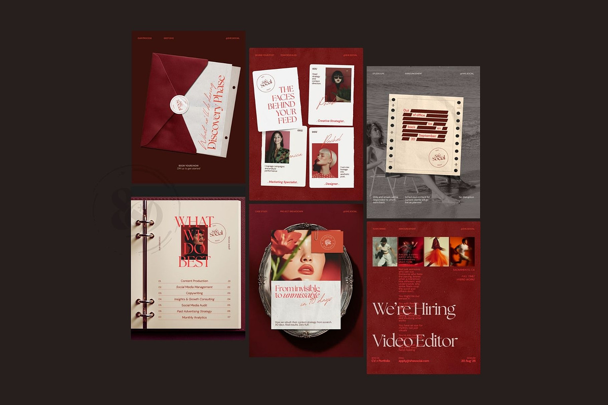 Burgundy Social Media Manager Post, a Social Media Template by And Done Studio (Photo 5 of 8)