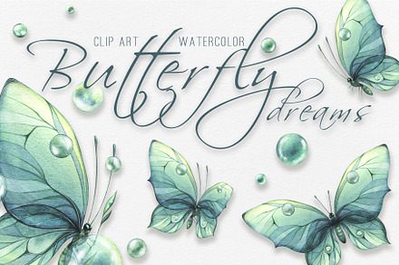Turquoise Butterflies Watercolor