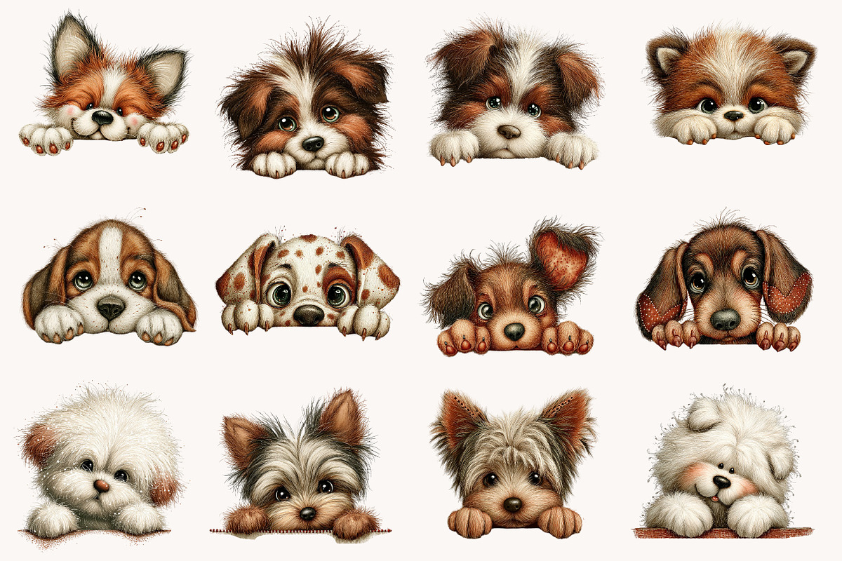 Breeds of Peeking Dogs New Clipart, a Seasonal Illustration by Designworld (Photo 2 of 10)