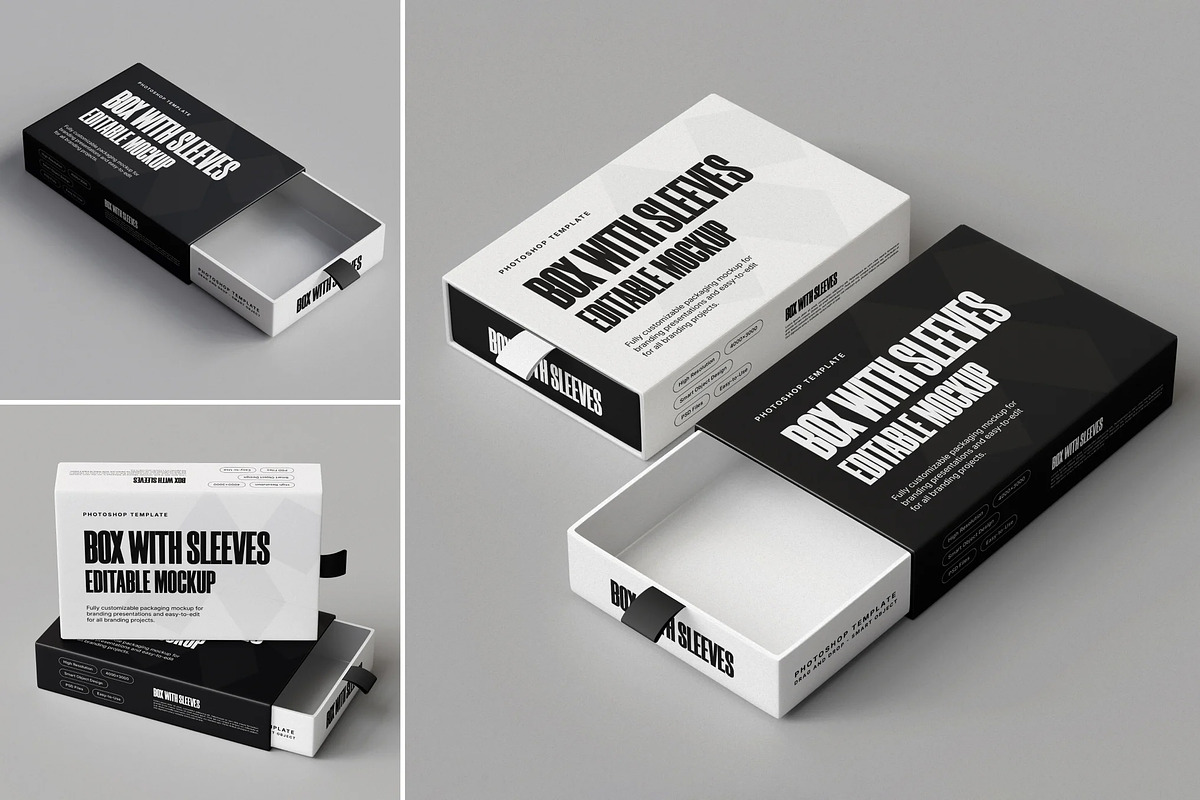Box with Sleeve Mockup, a Packaging Mockup by Brand Earth (Photo 1 of 4)