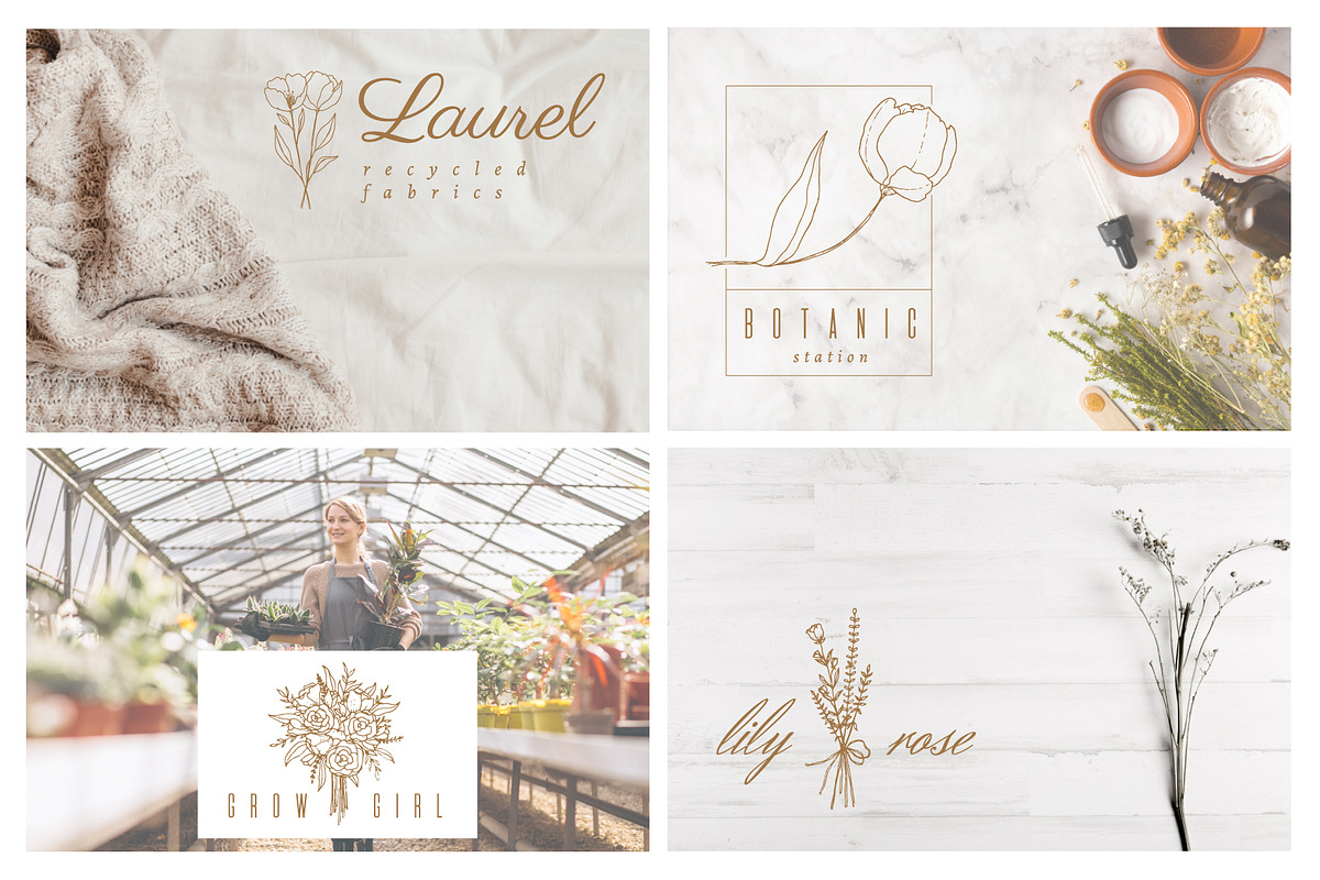 Vol. 2 Botanical hand - drawn logos preview 4