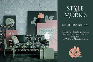 Style of Morris. Set of 100 vectors.