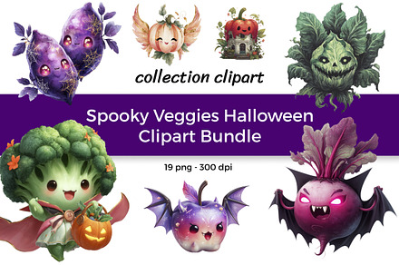 Spooky Veggies Halloween Clipart