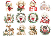 Christmas Poodle Watercolor Clipart, a Seasonal Illustration by CitraGraphics (Thumbnail 2 of 5)