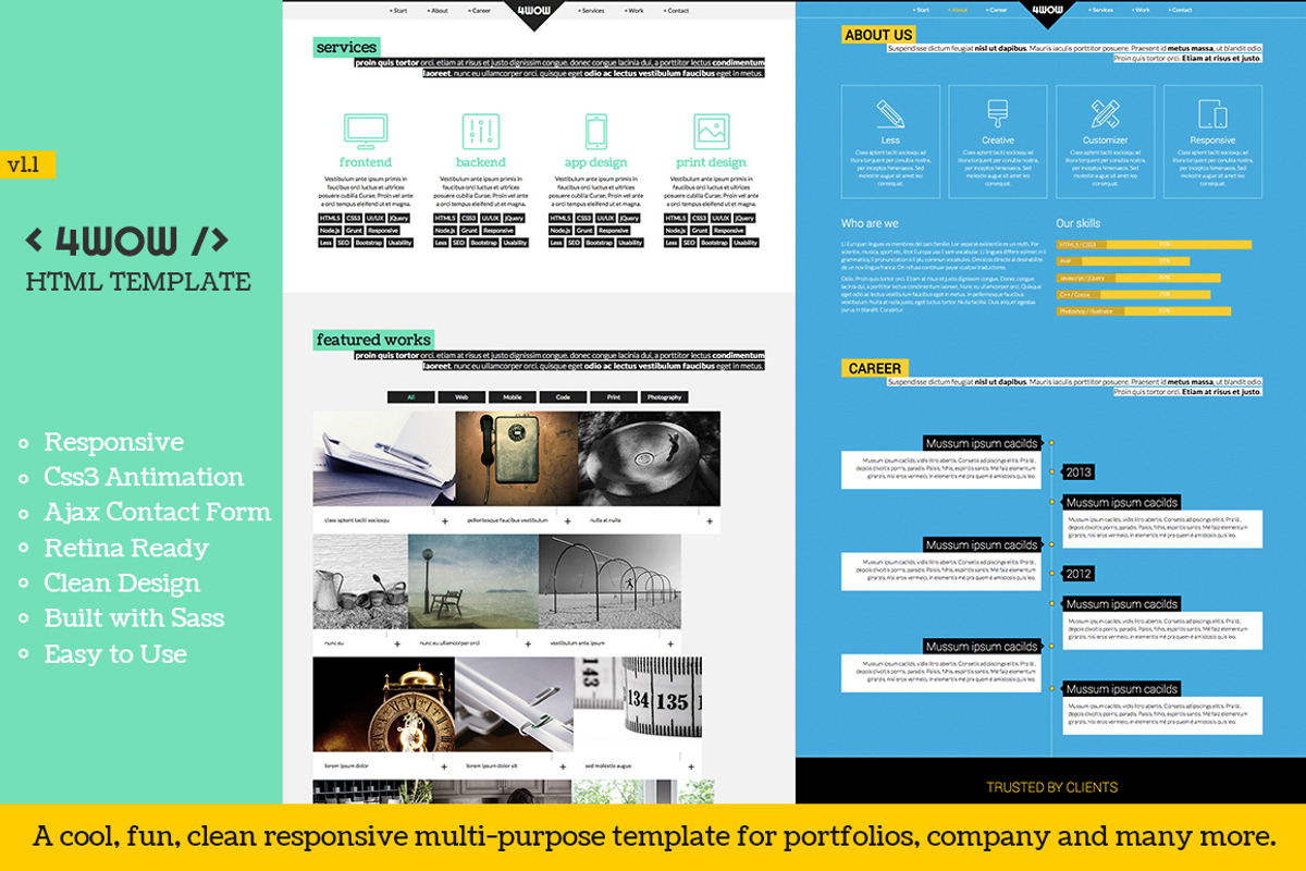 4WOW - Clean and Fun Responsive HTML, a HTML Template by 4EB Studio (Photo 1 of 5)
