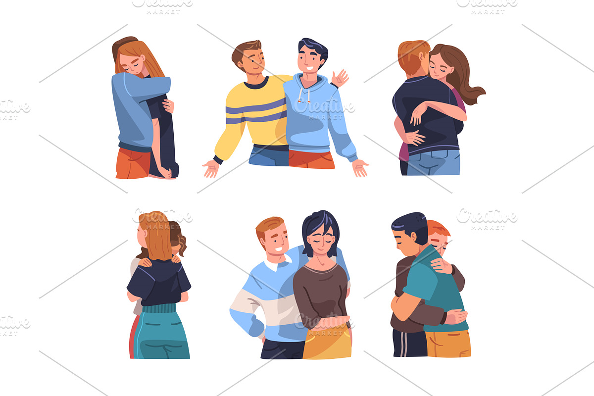 People Character Hugging and, a Person Illustration by TopVectors