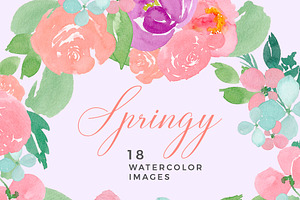 Spring Watercolour Flowers Clip Art