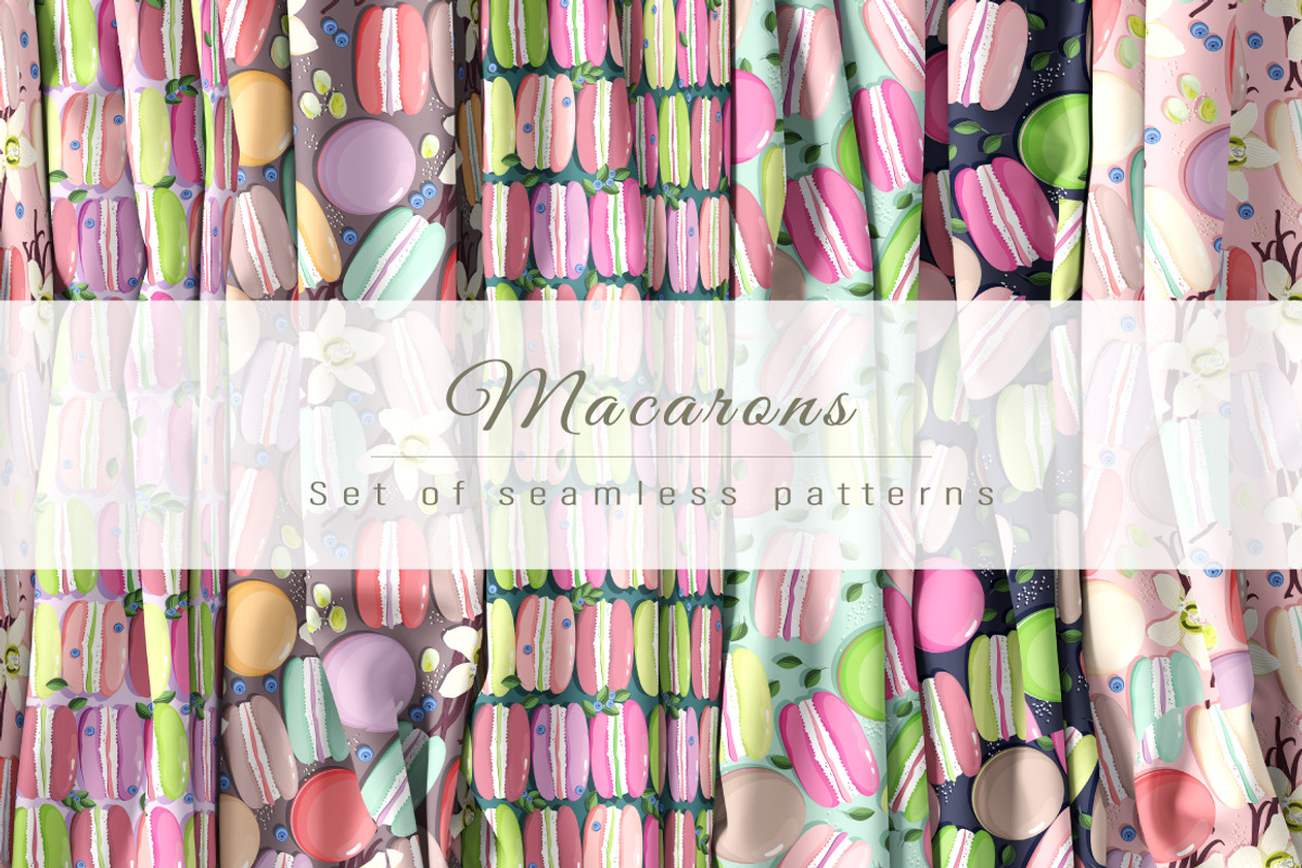 Seamless patterns of Macarons, a Pattern Graphic by Yummy (Photo 1 of 10)