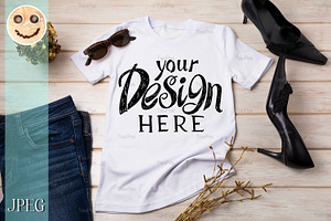 Women's T-shirt Mockup With Heels