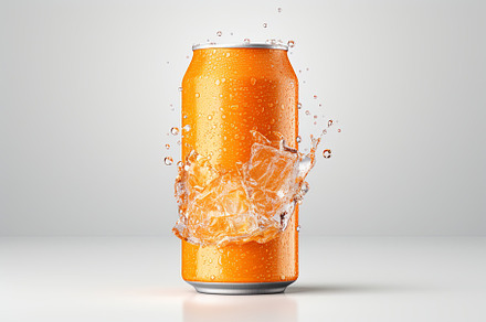 Liquid orange fizzy packaging can mo, a Food & Drink Photo by Pixeness