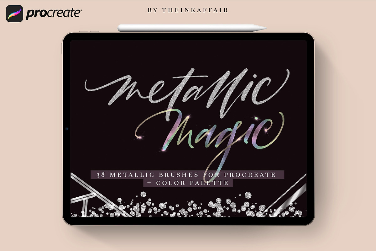 Metallic Brush Kit for Procreate, a Brush Add-On by theinkaffair (Photo 1 of 8)