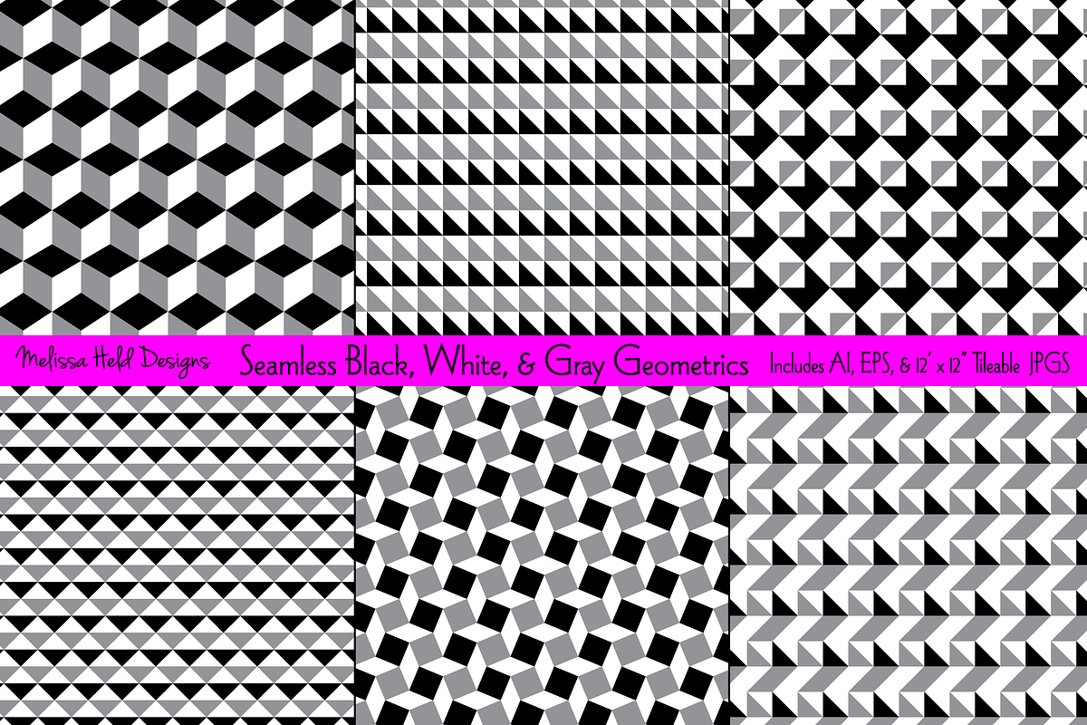 Seamless Black White Gray Geometrics