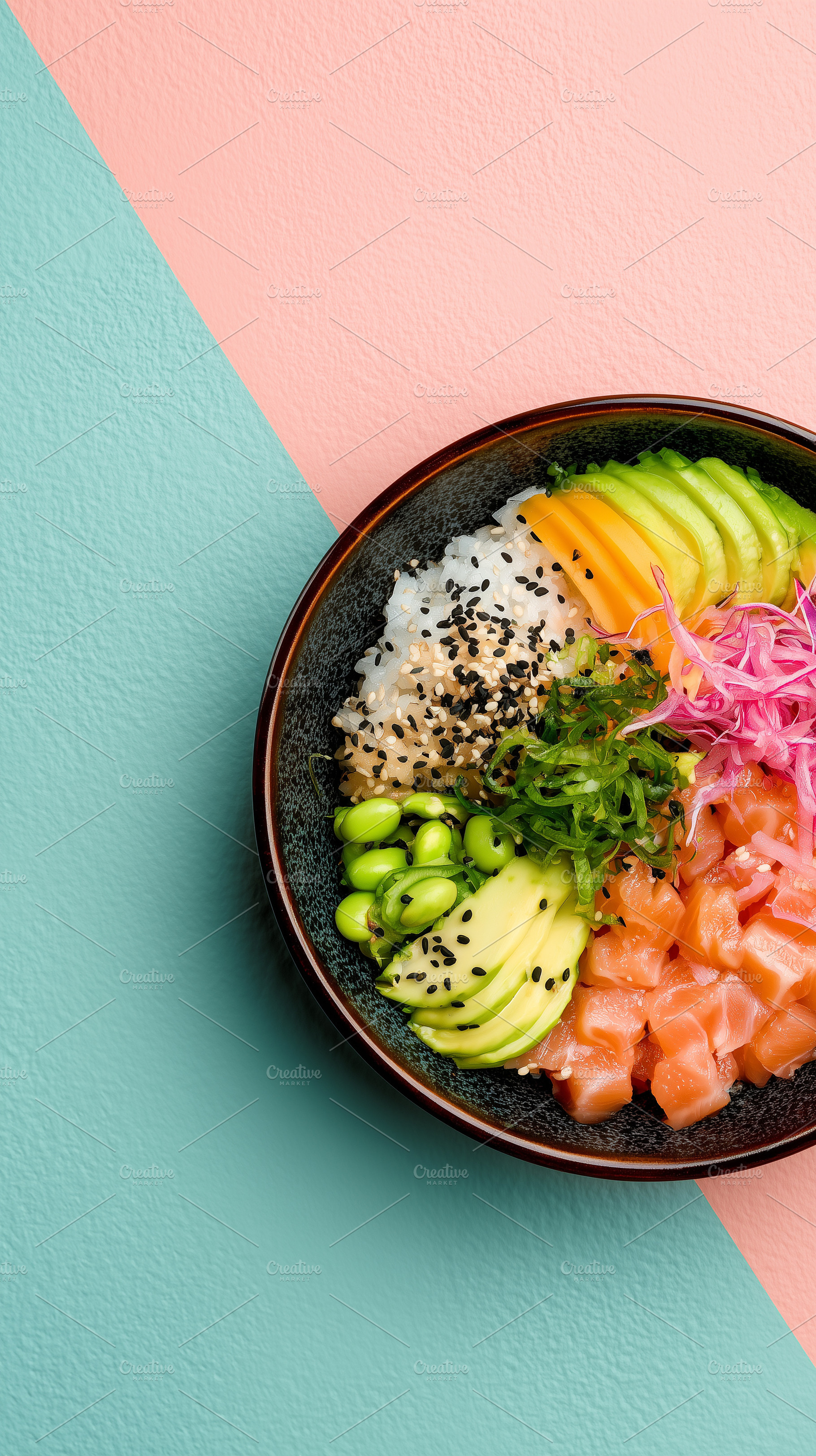 Summer poke bowl with salmon cubes, a Food & Drink Photo by MistyDay