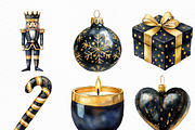 Christmas Black & Gold Clipart, an Illustration by Craft Nest (Thumbnail 2 of 6)