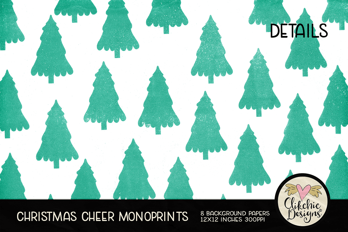 Christmas Cheer Monoprint Background, a Texture Graphic by Clikchic Designs (Photo 5 of 5)