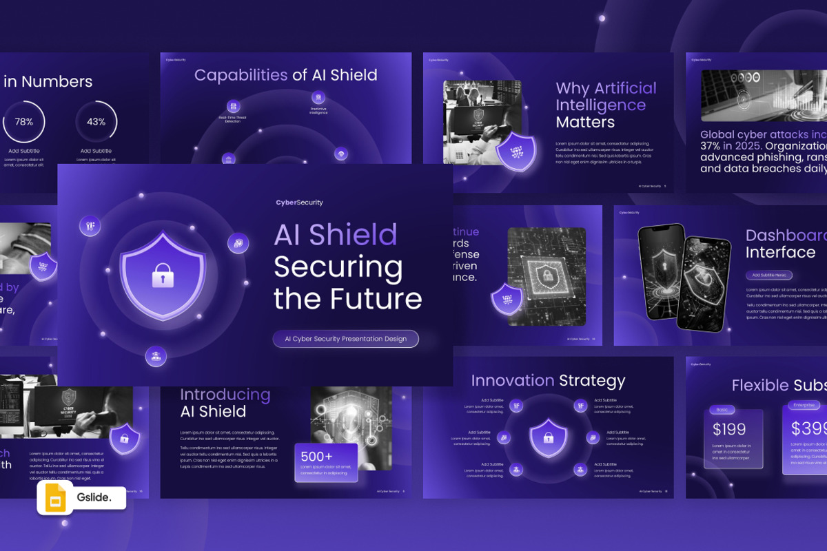 AI Cyber Security Google Slides, a Presentation Template by Loin Studio (Photo 1 of 4)