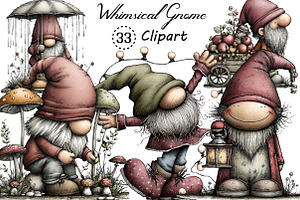 Whimsical Gnome Clipart Bundle, an Illustration by Creative Art