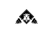 Lion face bite dumbbell logo design, an Object Graphic by nicemorning (Thumbnail 2 of 2)
