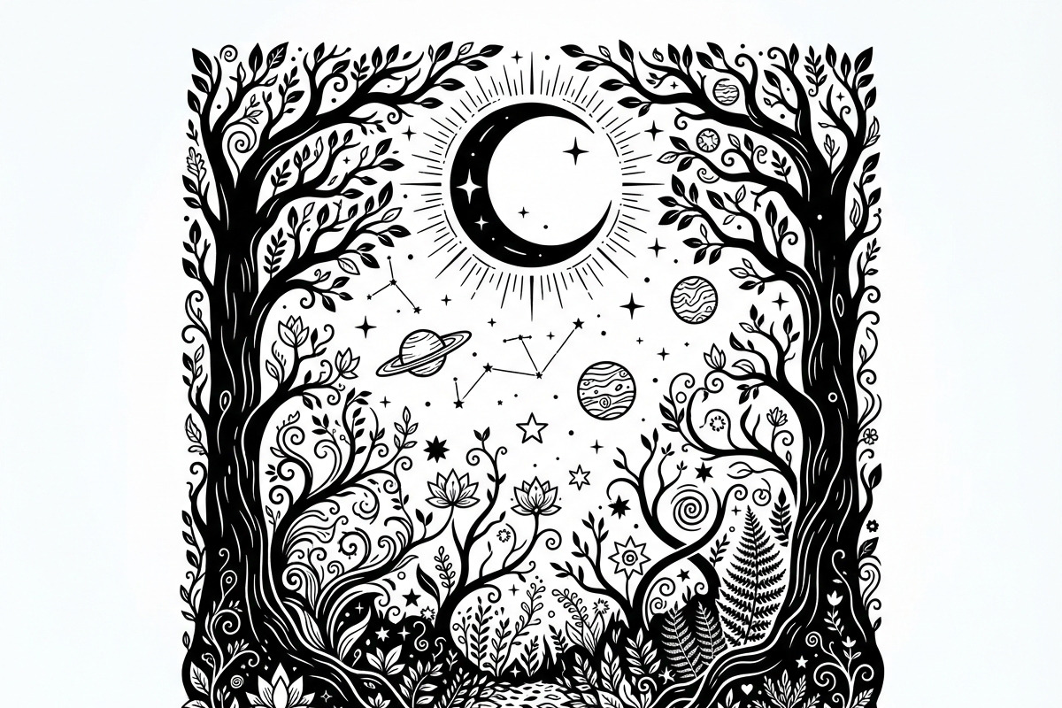 50 Mystical Galaxy Forest Silhouette, a Technology Illustration by Amazin_art (Photo 11 of 33)