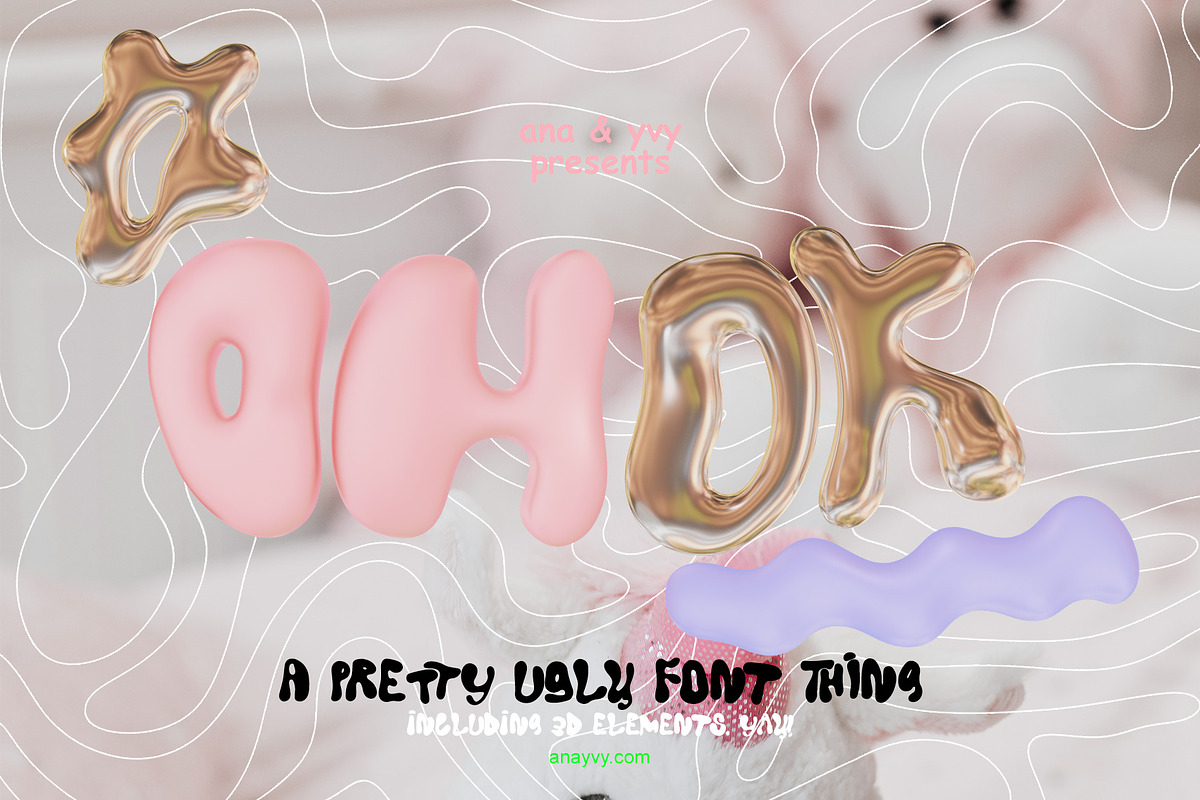 ok cool, metallic bubble font duo, a Font by ana & yvy (Photo 1 of 18)
