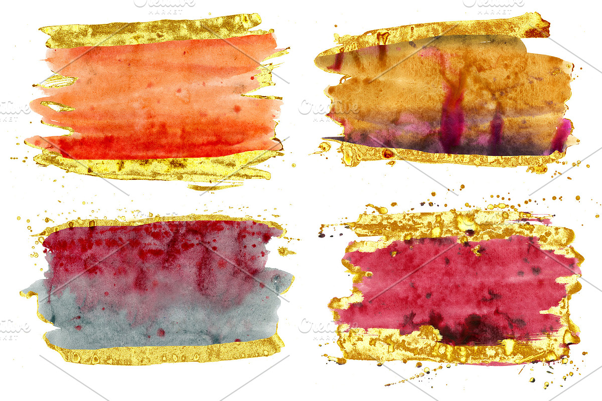 Watercolor Brush Strokes with gold, a Texture Illustration by Watercolor fantasy (Photo 6 of 8)