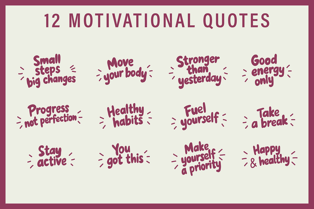 Fitness & Wellness Quote Set, a Sport Illustration by OREHOVKA (Photo 3 of 3)
