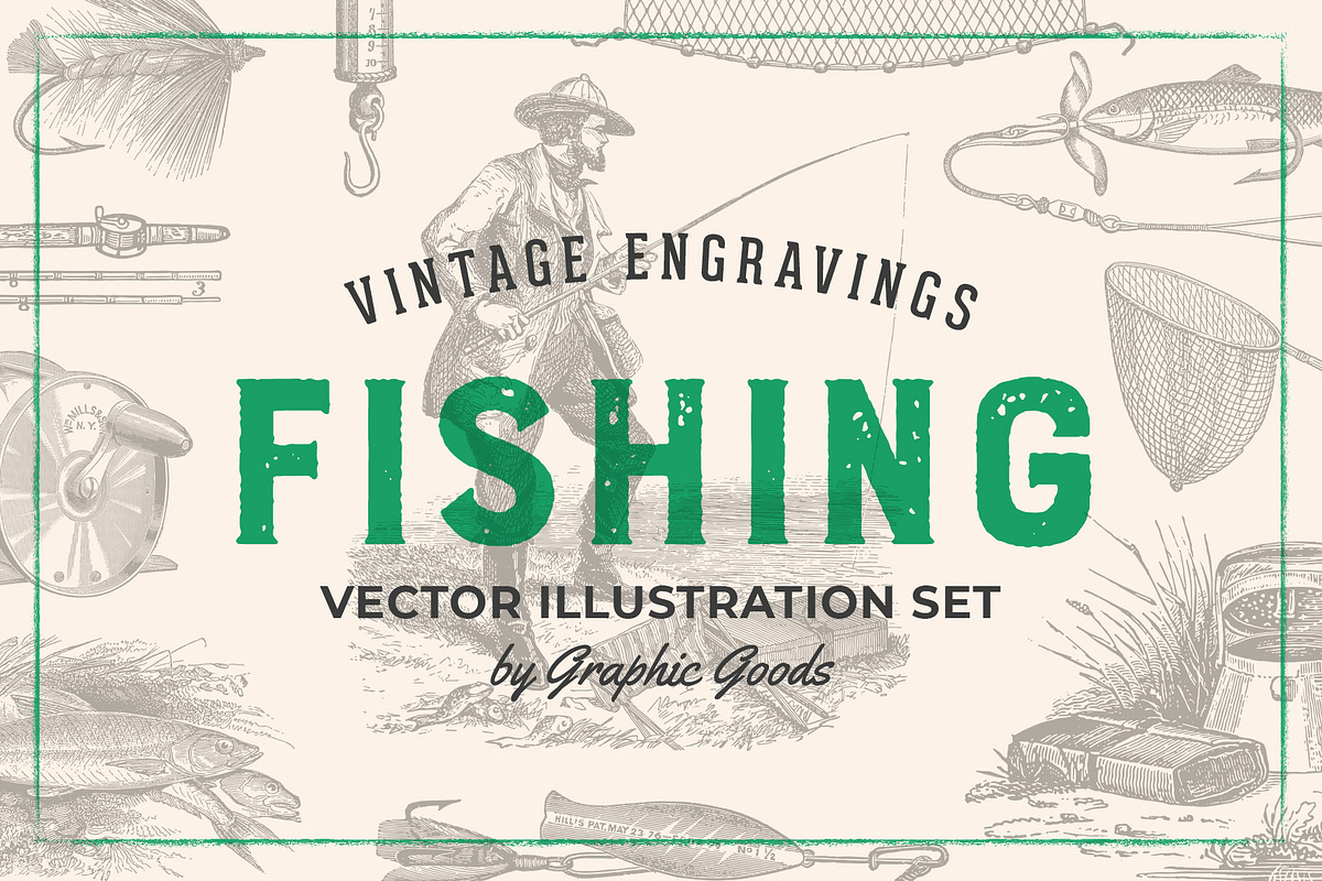 Fishing - Vintage Illustration Set, an Illustration by Graphic Goods (Photo 1 of 6)