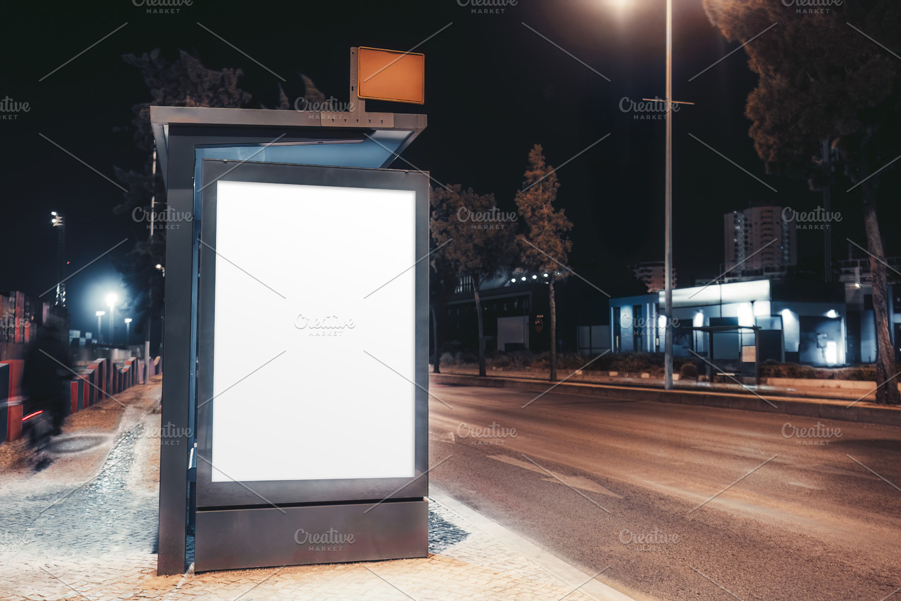 Blank city billboard at night, a Business Photo by SkyNext