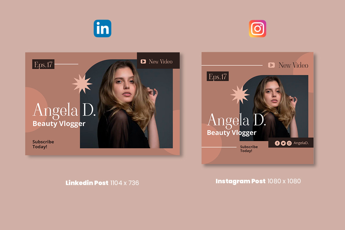 Beauty Vlogger Social Media Banner, a Social Media Template by Rahardi Creative (Photo 2 of 2)