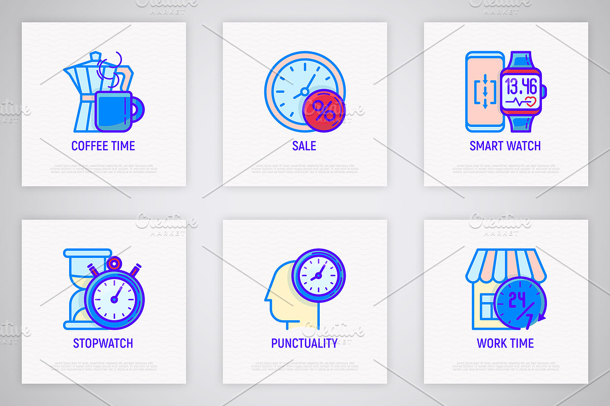 Time | 16 Thin Line Icons Set, an Outline Icon by Alex Blogoodf (Photo 5 of 11)