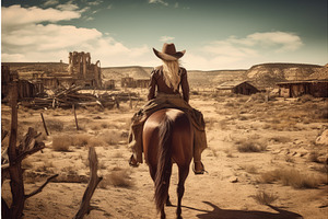 Cowboy Woman Wild West. Generate Ai