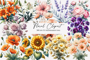 Floral Clipart  Bundle, an Illustration by Designworld