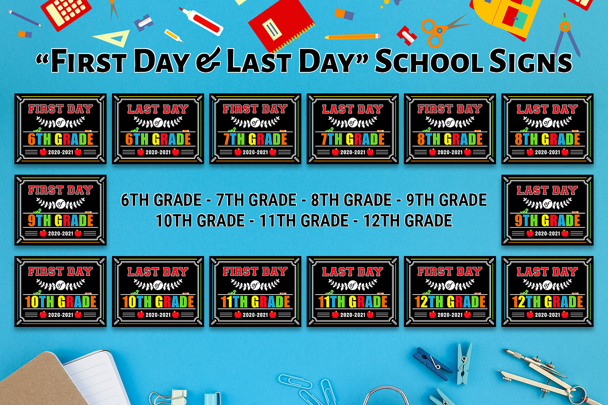 Back to School Photo Props Signs, a Stationery Template by DickyJiang Illustrations (Photo 3 of 3)