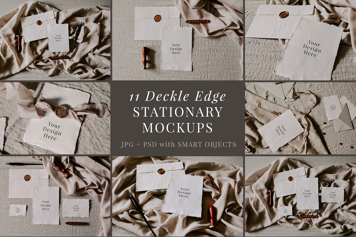 Deckle Edge Stationary Mockup Bundle, a Print Template by Barn Owl Studio (Photo 1 of 16)
