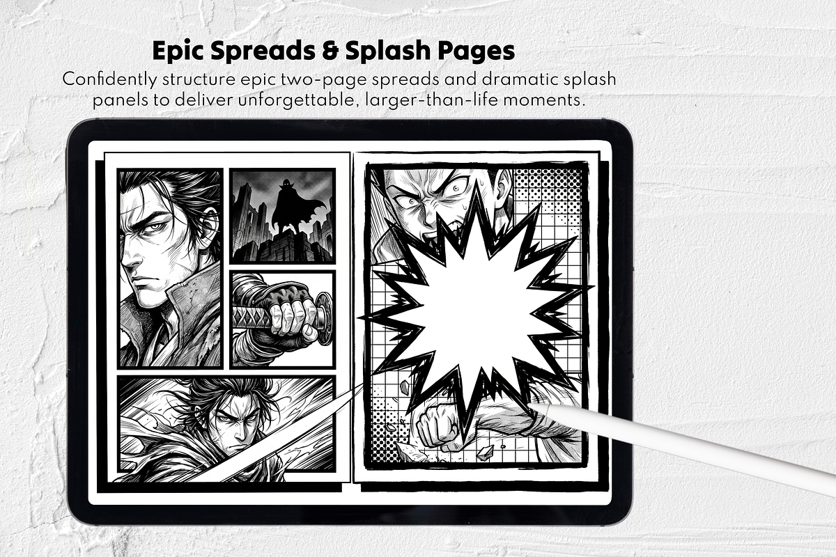 Comic Storyboard Procreate Stamps, a Brush Add-On by Selentaori Studio (Photo 9 of 11)