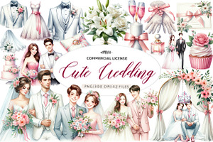 Cute Wedding  Clipart, an Illustration by CreationArt