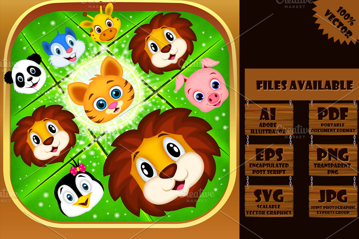 Animal Match-3 Puzzle Game Icon, an Animal Illustration by S_N_K