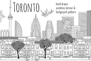 Toronto - Seamless Banner & Pattern, an Illustration by Franzi draws