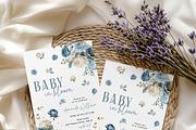 Navy Blue Floral Baby Shower Invite, an Invitation Template by LucaTheme (Thumbnail 4 of 6)