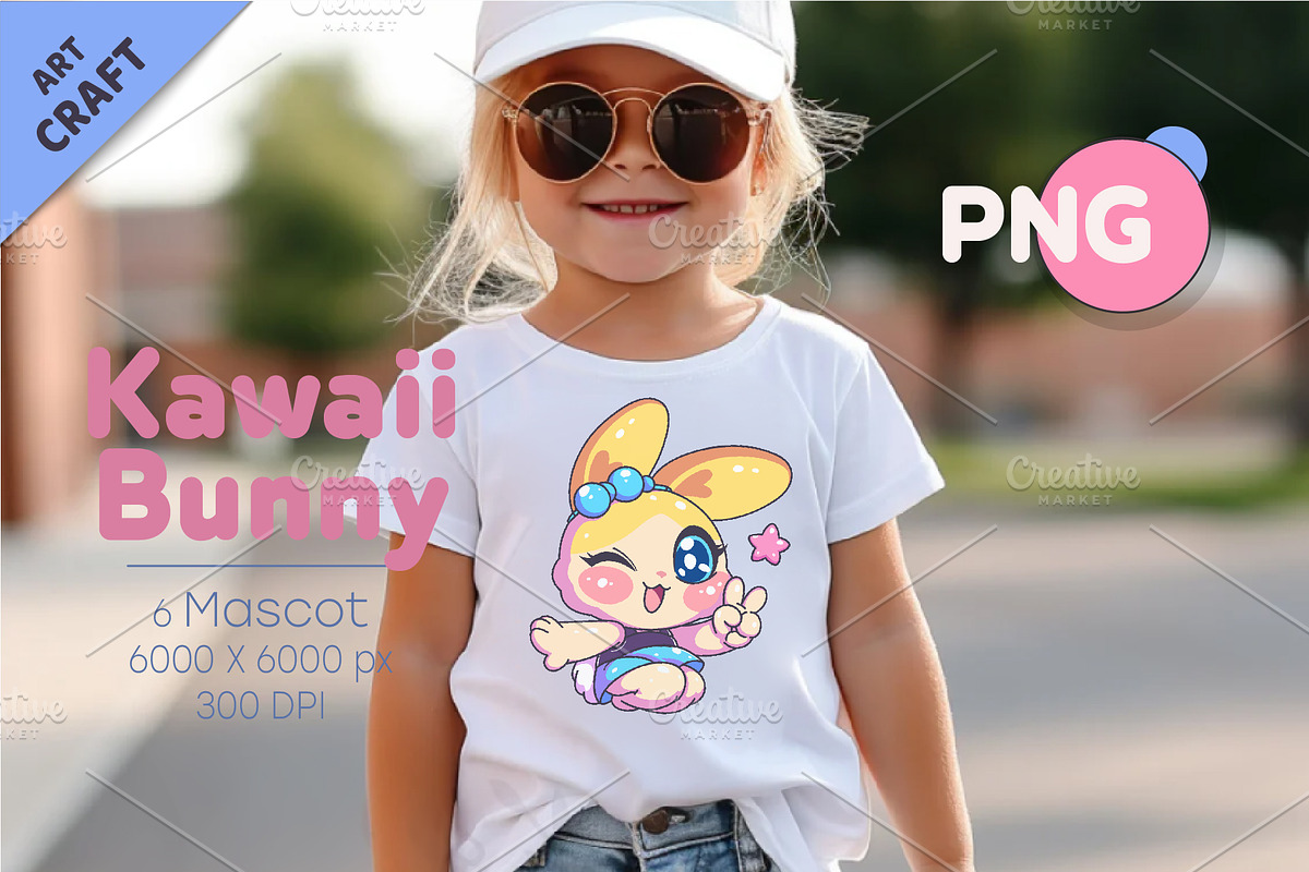 Kawaii Bunny Character 01. Sticker, an Animal Illustration by KENO Mascots (Photo 4 of 6)