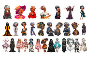 Vintage Retro Clipart Bundle 5 in 1, a Person Illustration by InkyQueenArt (Thumbnail 5 of 9)