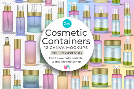 Cosmetic Containers 4 Canva Mockups