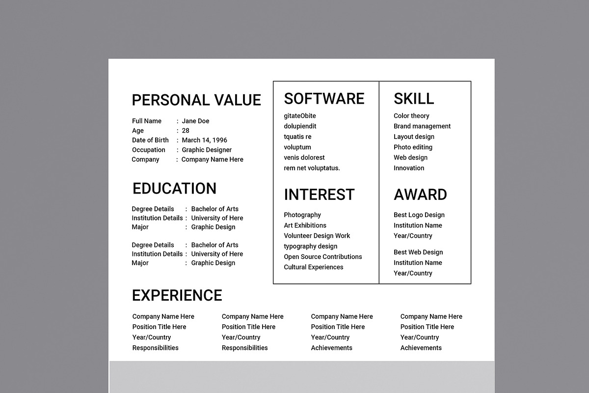 Graphic Designer Resume Template, a Stationery Template by MightyDesign (Photo 4 of 8)